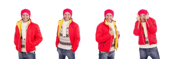 Hombre joven en ropa de invierno aislado en blanco —  Fotos de Stock