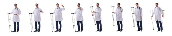 Young doctor physician standing walking isolated on white backgr — Stock Photo, Image