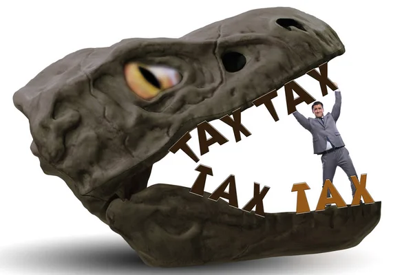 Biznesmen w paszczy wysokie podatki — Zdjęcie stockowe