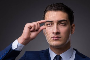 İş adamı portresiyle yüz tanıma kavramı