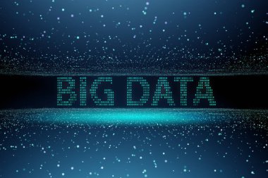 Büyük veri ve veri madenciliği konsepti çizimi - 3D görüntüleme