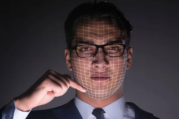Face recognition concept with businessman portrait — Stock Photo, Image