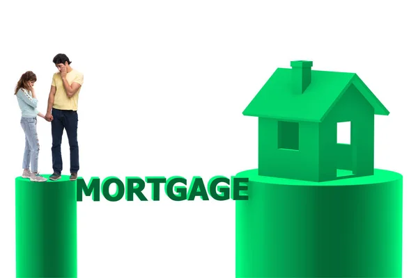 Concept of family taking mortgage loan for house — Stock Photo, Image