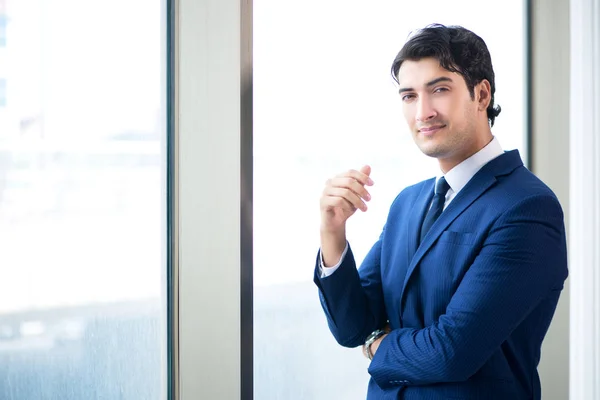 Young handsome businessman standing at the window — Stock Photo, Image