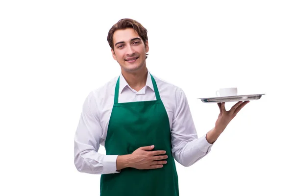 Young waiter isolated on white background — Stock Photo, Image