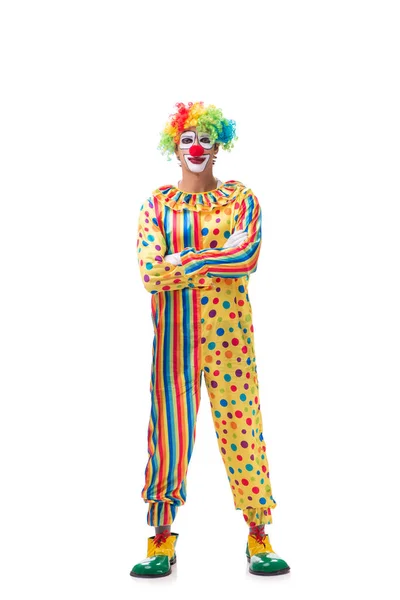 Grappige clown geïsoleerd op witte achtergrond — Stockfoto