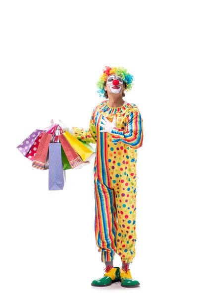 Grappige Clown Geïsoleerd Witte Achtergrond — Stockfoto