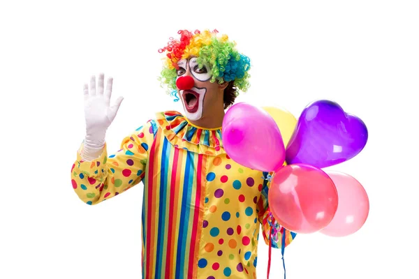 Lustige Clown isoliert auf weißem Hintergrund — Stockfoto