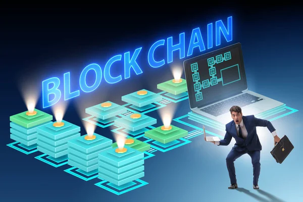 Confused employee about blockchain concept — Stock Photo, Image