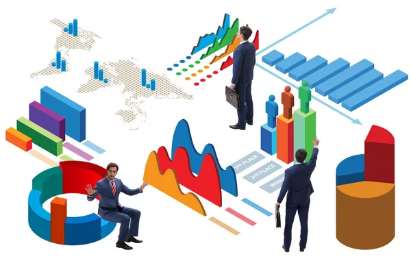 Empresário em análise de negócios infográficos conceito — Fotografia de Stock