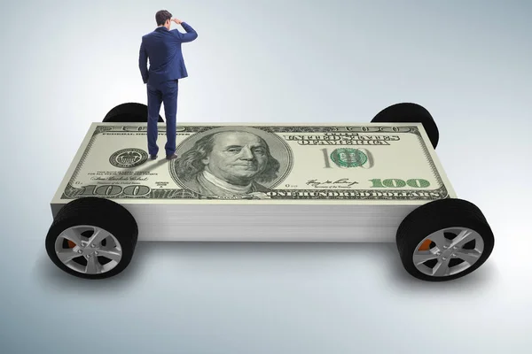 Zakenman Het Business Concept Met Dollar Auto — Stockfoto