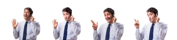 Hombre con auriculares aislados sobre fondo blanco —  Fotos de Stock