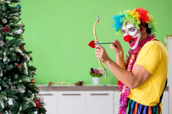 Clown Divertente Nel Concetto Celebrazione Natale — Foto Stock