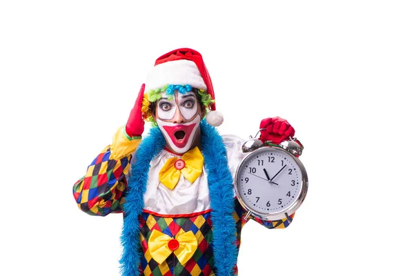 Young funny clown comedian isolated on white — Stock Photo, Image