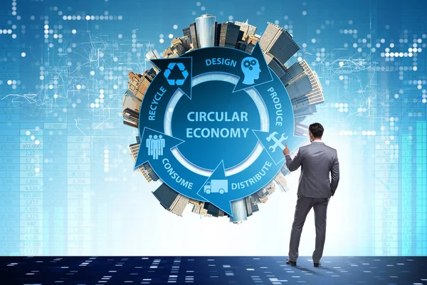 Concept of circular economy with businessman