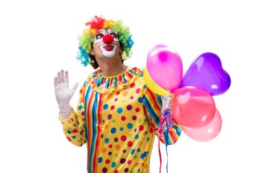 Beyaz arka planda izole komik palyaço