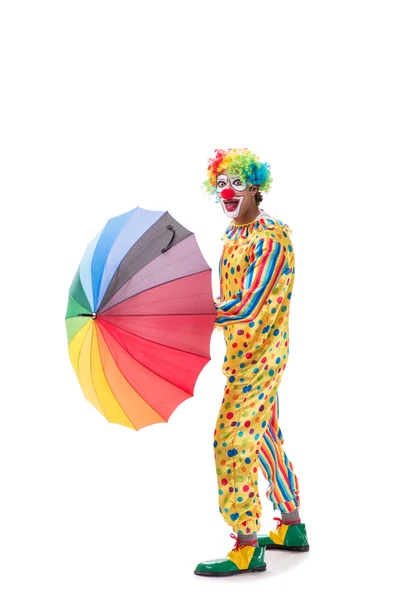 Lustige Clown isoliert auf weißem Hintergrund — Stockfoto