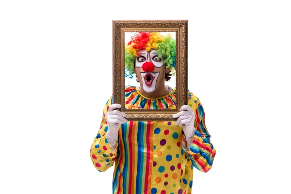 Grappige clown geïsoleerd op witte achtergrond — Stockfoto