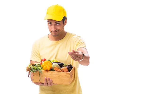 Concepto de entrega de compras aislado sobre fondo blanco — Foto de Stock