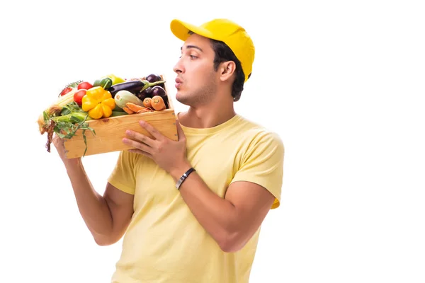 Concepto de entrega de compras aislado sobre fondo blanco — Foto de Stock