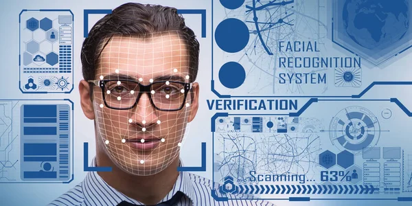 Konzept der Gesichtserkennungssoftware und -hardware — Stockfoto