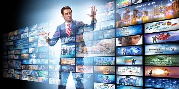 Collage von Fotos mit Geschäftsmann — Stockbild Collage von Fotos mit Geschäftsmann — Stockfoto