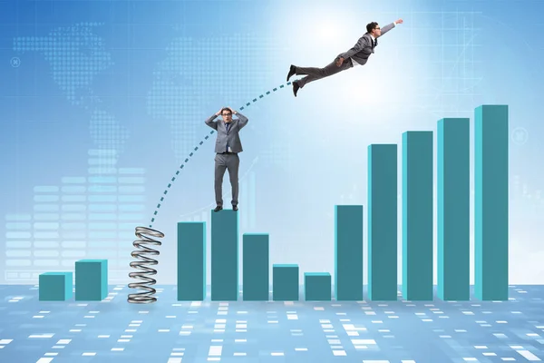 Businessman outperforming his competition jumping over — Stock Photo, Image