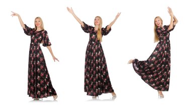 Beyaz izole romantik içinde güzel kadın