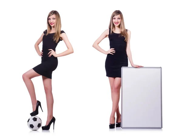 Kvinna Med Fotboll Vitt — Stockfoto