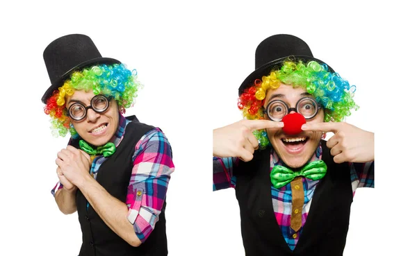 Clown isoliert auf weißem Hintergrund — Stockfoto