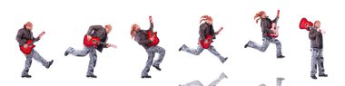Gitarist beyaz üzerine izole