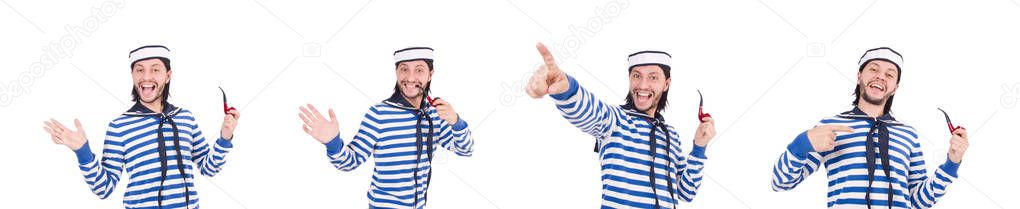 Funny sailor isolated on the white