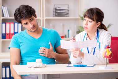 Genç hasta, doktor kardiyoloğu ziyaret ediyor. 