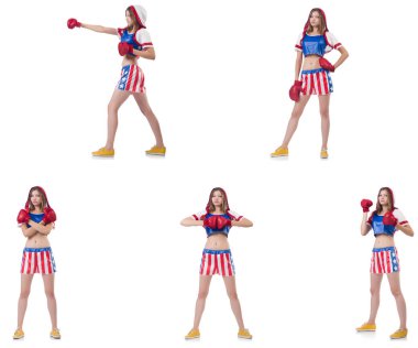 Genç bayan boksör, beyaz tenli. 