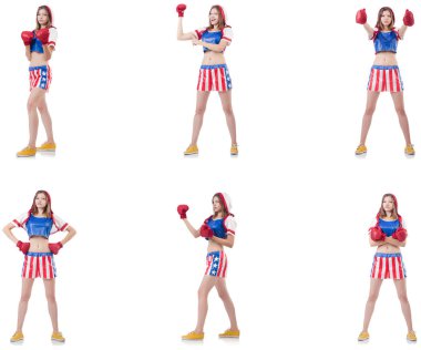 Genç bayan boksör, beyaz tenli. 