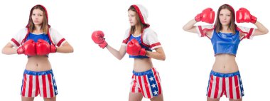 Genç bayan boksör, beyaz tenli. 