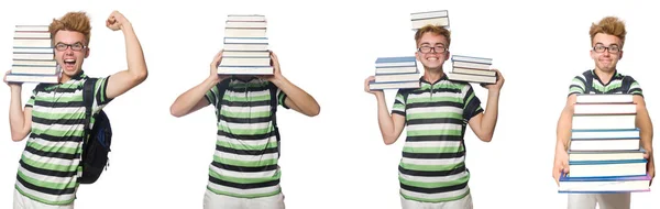 백인들에게 고립된 책들을 가진 어린 학생 — 스톡 사진