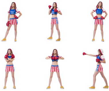 Genç bayan boksör, beyaz tenli. 