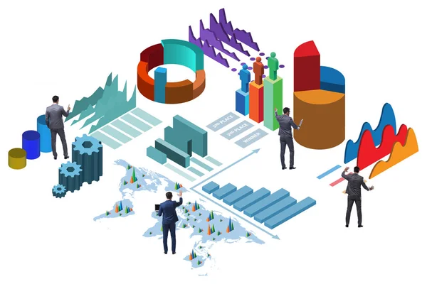 Empresario en análisis de negocios concepto de infografías —  Fotos de Stock