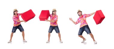 Turist üzerinde beyaz izole çanta