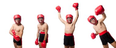 Beyaz tenli komik boksör.