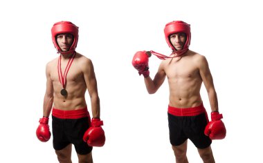 Beyaz tenli komik boksör.