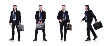 Genç işadamı evrak çantasını beyaza sardı.