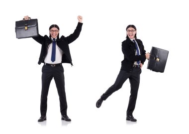 Genç işadamı evrak çantasını beyaza sardı.