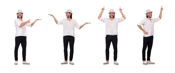 Молодий чоловік в капелюсі ізольований на білому — стокове фото