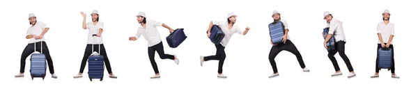 Concept de vacances de voyage avec bagages sur blanc — Photo