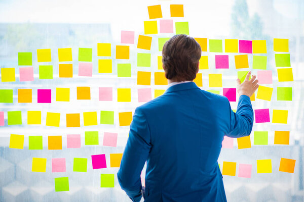 Молодой красивый сотрудник со многими противоречивыми приоритетами   