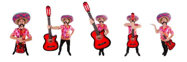 Mexican guitar player isolated on the white — Stock Photo, Image