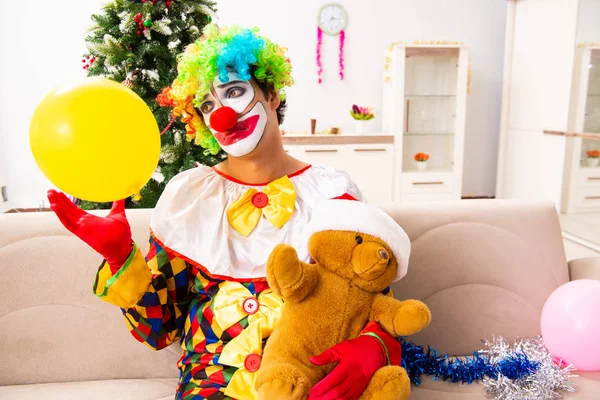 Funny clown in Christmas celebration concept — Stock Photo, Image