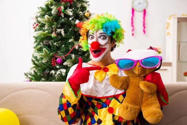 Funny clown in Christmas celebration concept — Stock Photo, Image